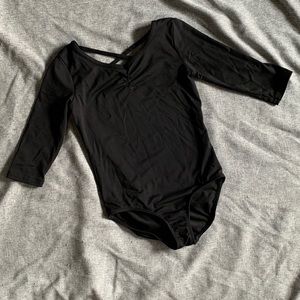 Danskin Now Black Quarter Sleeve Leotard - S 6/6X